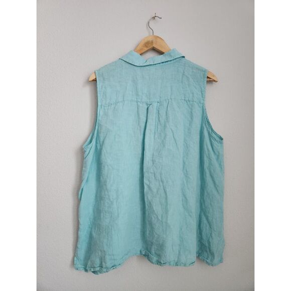 Eillen Fisher Garment-Dyed Handkerchief‎ Linen Sleeveless Shirt | Size XL - Picture 6 of 7